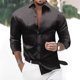 thumbnail image 1 of Blusa y camisa de manga larga con cuello vuelto para hombre, estilo casual, con botones de lunares, de poliéster., 1 of 6