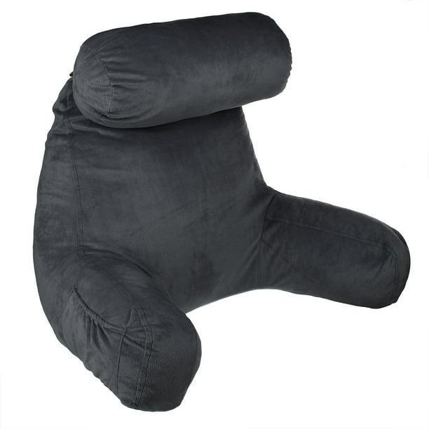Backrest Pillow With Firm Support Arms Reading Armrests Tv And Detachable Neck Bolster Washable Cover Blue Grey Purple Brown Com Detachable Neck Bolster Pillow, Pillow With Armrests