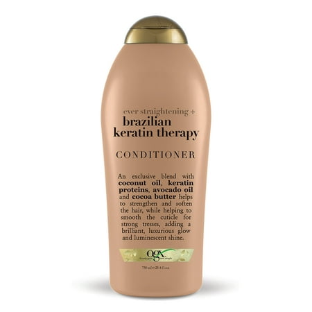 OGX Ever Straightening + Brazilian Keratin Therapy Conditioner, 25.4 FL (The Best Way To Straighten Natural Hair)
