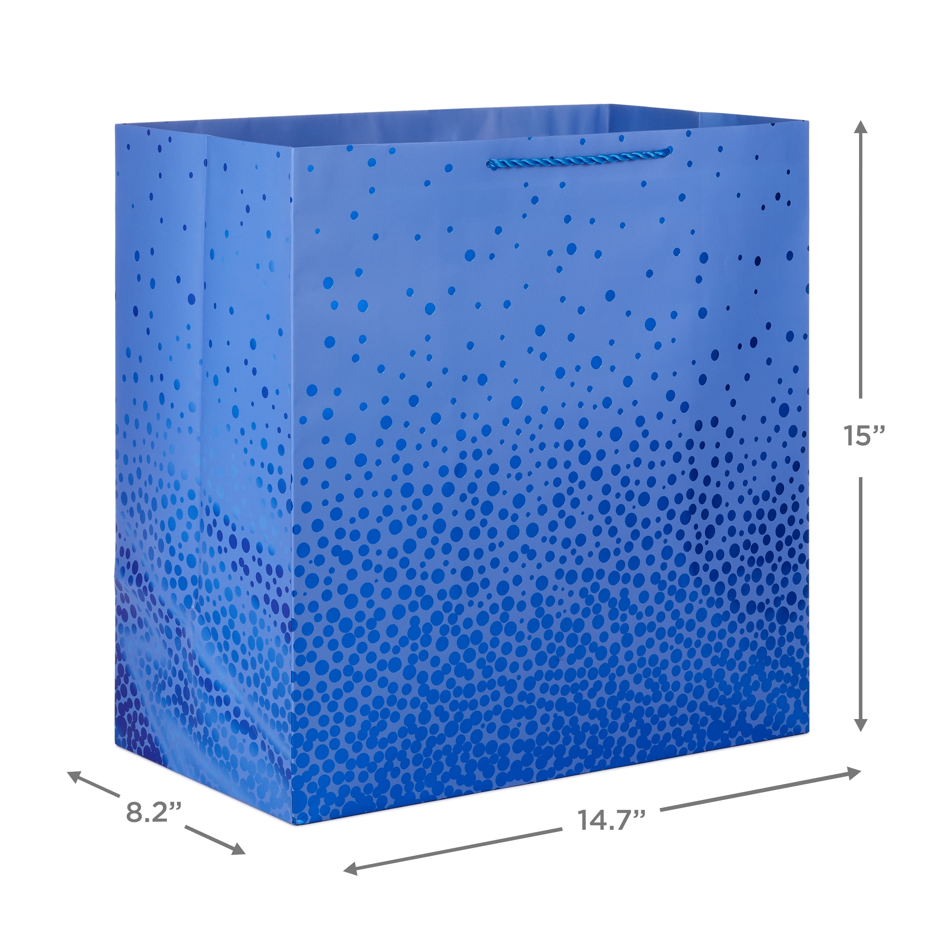 Hallmark Extra-Deep Gift Bag (Blue with Cascading Blue Foil Dots)
