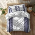 thumbnail image 2 of Colorful Stripes Duvet Cover Set California King Size Navy Blue Wood Texture White Soft Lightweight Comforter Covers 4 Piece Bedding Set with 1 Duvet Cover 1 Bed Sheet & 2 Pillow Shams, 2 of 8