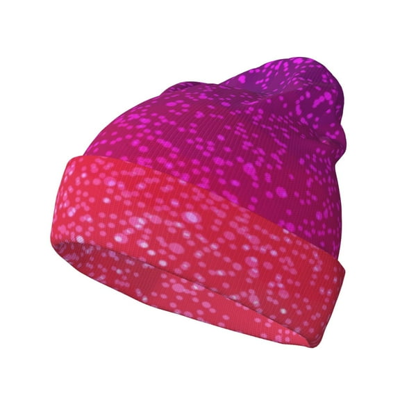 Lsque Light Purple Glitter Pattern Knitted Beanie, Unisex Winter Hat, Knit Hat Winter Beanies Thick Fisherman Beanies Cuffed Plain Skull Caps