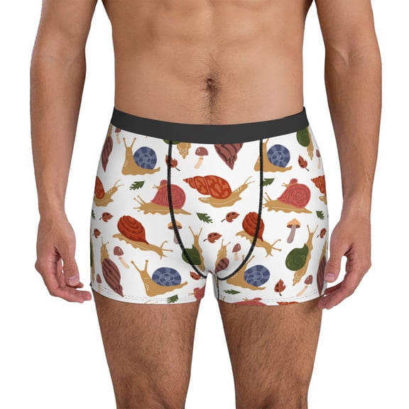 Mens Underwear Boxer Briefs - Snail Leaf Mushroom Comfort Breathable men's boxer briefs with Flex Waistband