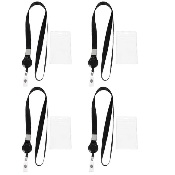 Wear-Resistant Pvc Transparent Work Pass Cover Hanging Id Card Holder for Nurses Doctors 4Pcs