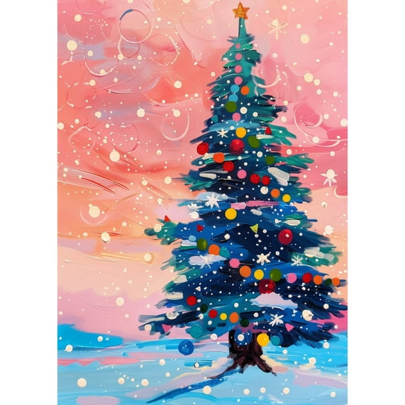 5D Diamond Art Colorful Snow Christmas Tree DIY Paint with Full Drill Round Diamond Gems Painting by Number Kits for Adults Art Craft Home Wall Decor 15.8x19.8in