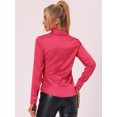 thumbnail image 4 of Blusa de Satén para Mujer con Manga Larga Solapa Camisa Abotonada a la Moda rojo S, 4 of 6