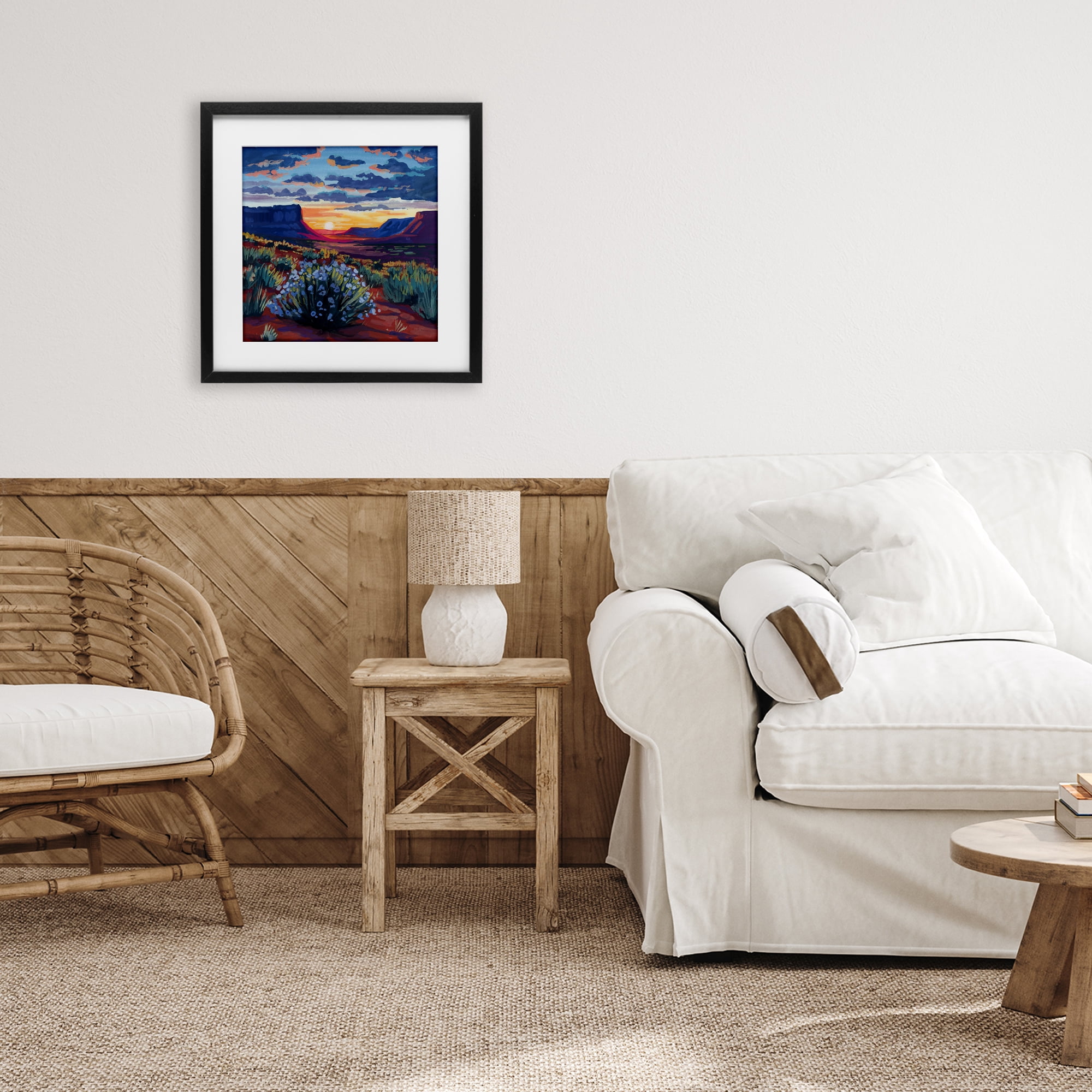 Stupell Industries Desert Sunset on Blooming Bush Black Framed Print Under Glass, design by Kate Jarvik Birch