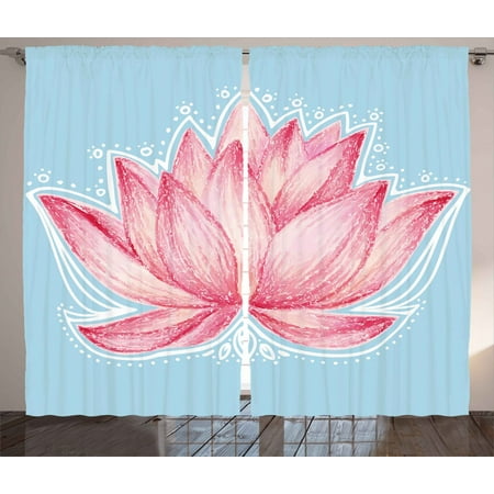Lotus Curtains 2 Panels Set Gardening Theme Illustration Of A