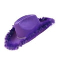 thumbnail image 4 of Fgnfyis Velvet Trimmed Denim Cowboy Hat with Glasses Set for Stage Performance and Events Purple One Size, 4 of 4