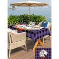 thumbnail image 4 of Outdoor Tablecloth with Umbrella Hole and Zipper, Halloween Rectangle Table Cloth 60x102 Inch Waterproof Tablecloth, Horror Pumpkin Crow Skull Purple Black Checkered Picnic Table Cover for Patio, 4 of 7