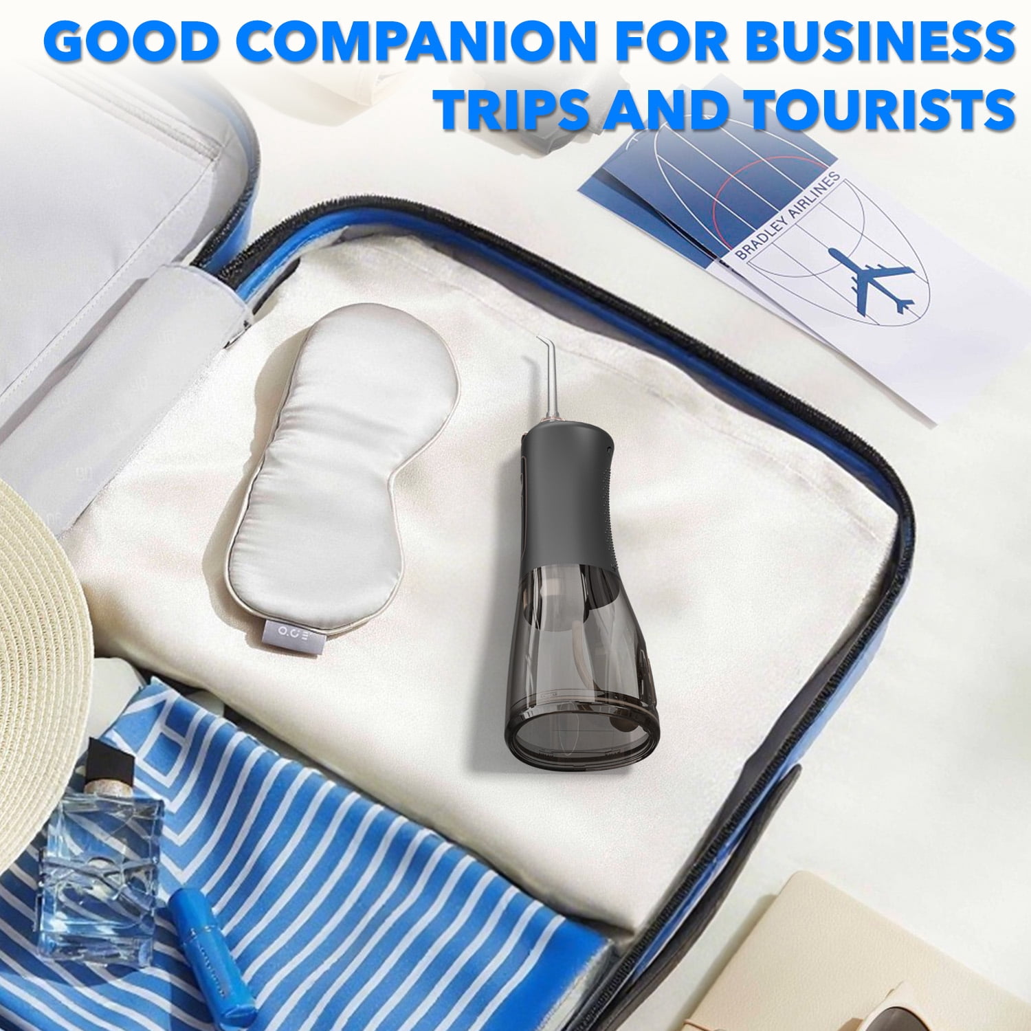 Cshidworld Water Flosser, Cordless Water Teeth Cleaner Picks, 300ml Water Dental Flossers Rechargeable Oral Irrigator with 5 Modes 8 Jet Tips IPX7 Waterproof for Home Travel