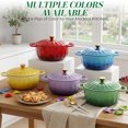 thumbnail image 3 of Ktaxon 5QT Enameled Cast Iron Dutch Oven with Upgraded Textured Handles, Petal-Shaped Design, Induction Compatible, Oven Safe to 500°F, Sage Green, 3 of 12