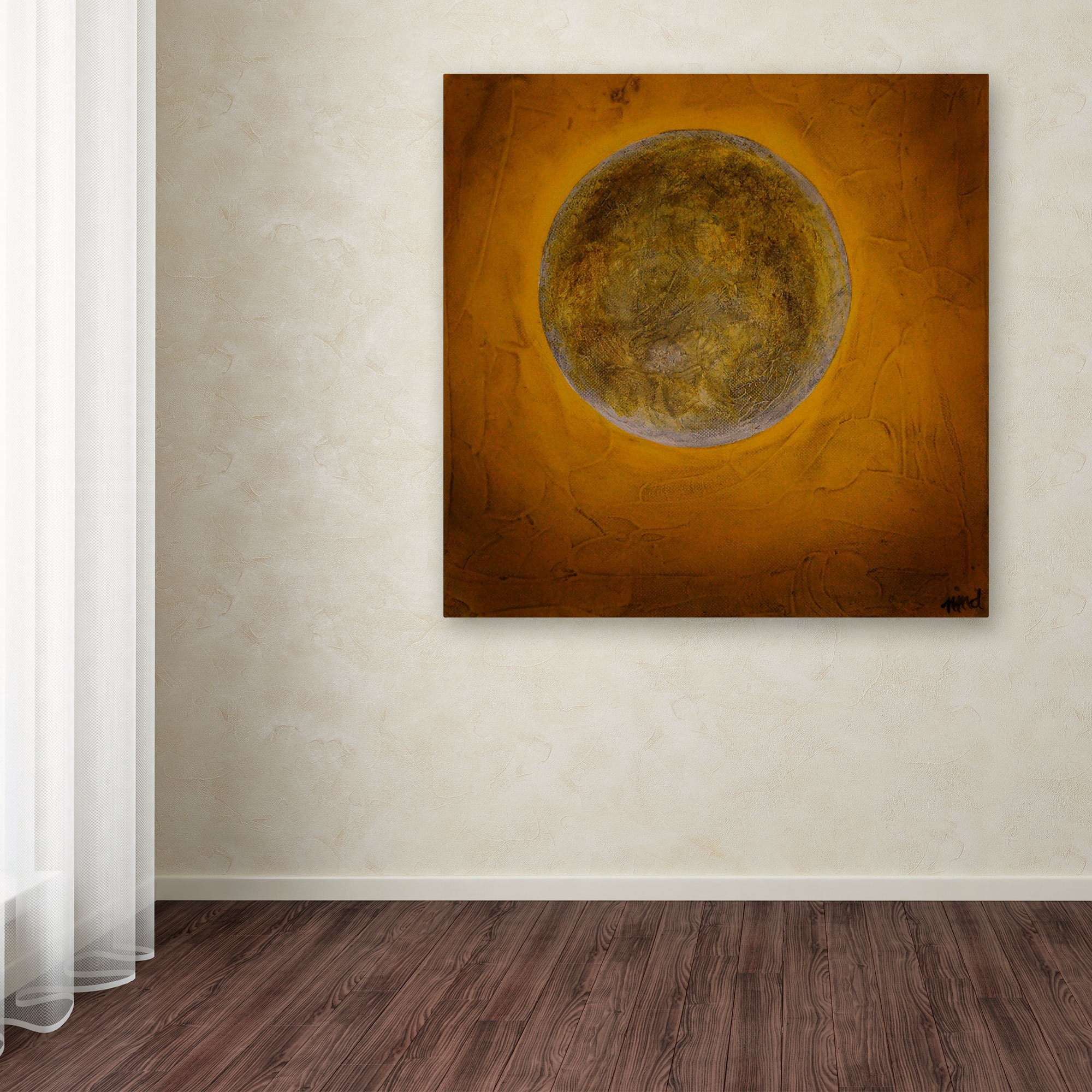 Trademark Fine Art "Moon on Yellow" Canvas Art by Nicole Dietz