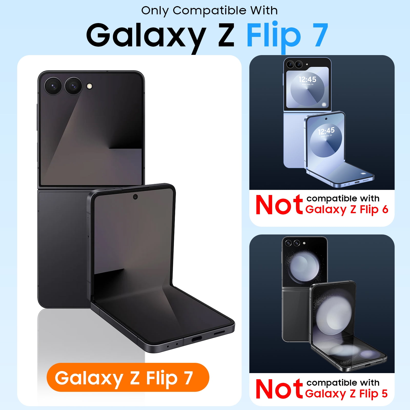Vizvera for Samsung Galaxy Z Flip 7 Case with Hinge Protection,Screen Protector,Ultra-Thin Skin Feel Translucent Frosted, Wireless Charging,Shockproof Cover-Black
