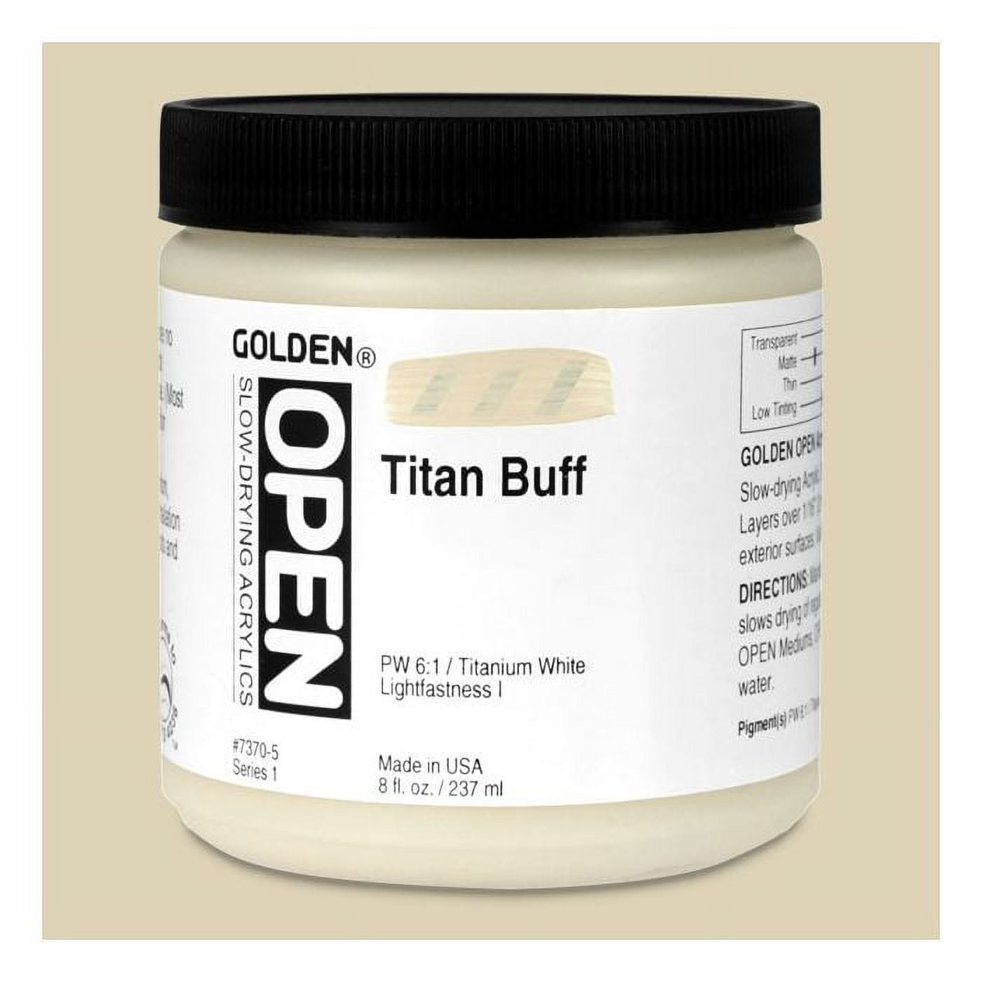 Golden Open Acrylic Paint, 8 oz, Titan Buff