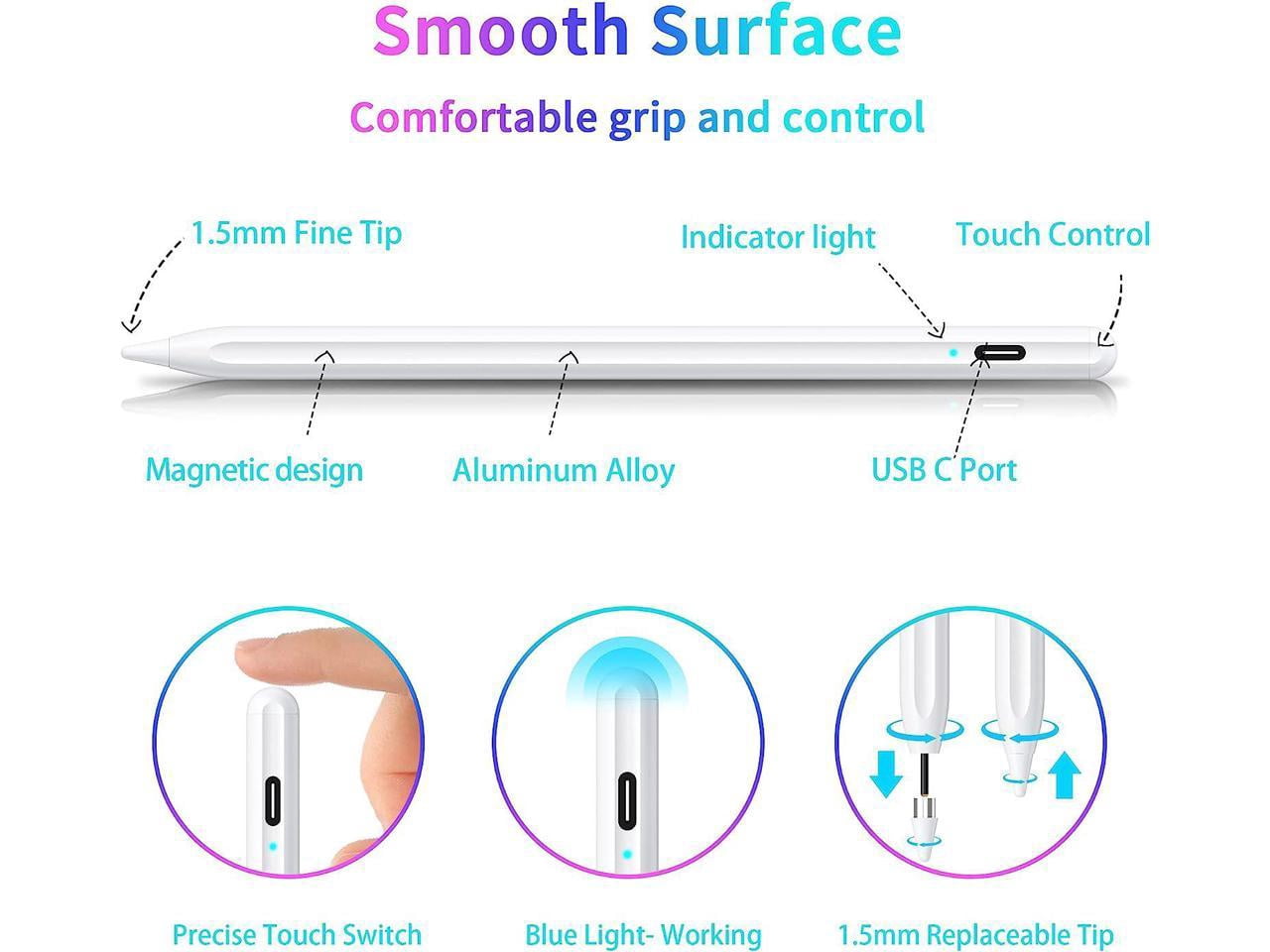 Stylus Pens for iPhone iPad & Android Tablets, White