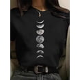 thumbnail image 3 of Maycaur New Funny Moon Print T Shirt Women Plus Size Black Tshirts Fashion O Neck Short Sleeve T-Shirt Summer Tees Casual Top, 3 of 6