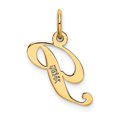 thumbnail image 3 of 14k Yellow Gold Small Fancy Script Letter P Initial Charm Pendant, 3 of 4