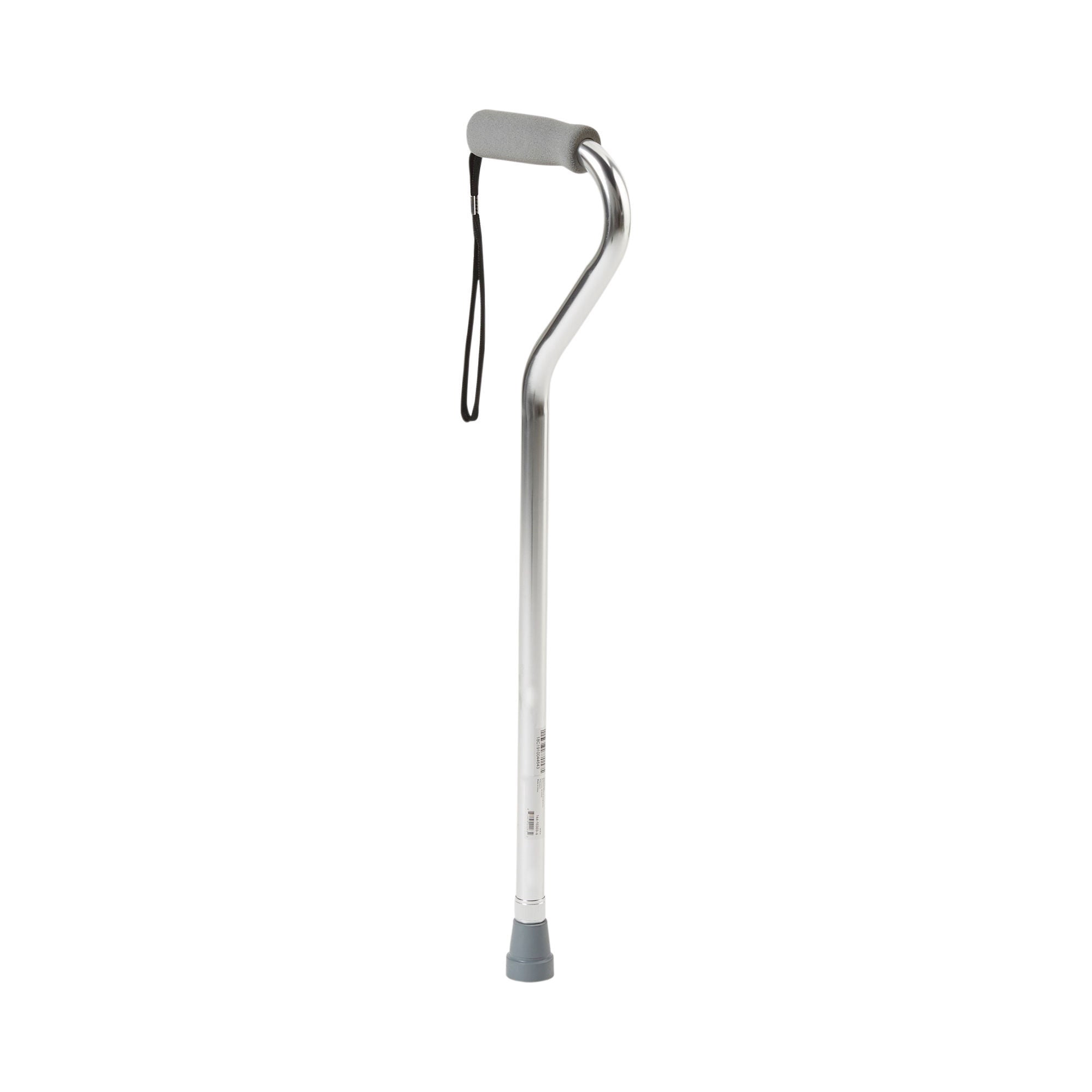 McKesson Silver Aluminum Offset Handle Cane, Adjustable Walking Aid, 30 to 39" H, Supports 300 lbs, 6 Ct