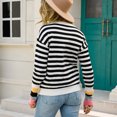 thumbnail image 4 of Womens Fall Fashion 2022! QLEICOM Sweaters for Women, Women Fashion Autumn And Winter Knit Stripe Print Crewneck Pullover Sweater On Clearance, 4 of 9