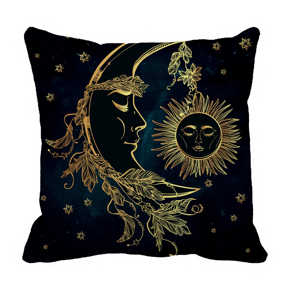 YKCG Sun and Moon Stars Starry Night Pillowcase Pillow Cushion Case