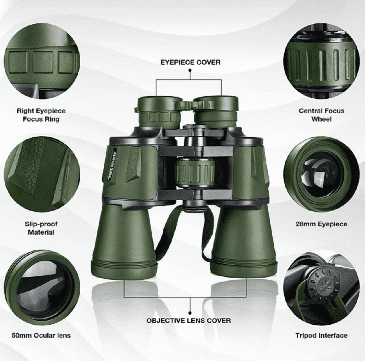 20x50 High Power Binoculars with Focus Adjustment &Lens Protection for Long-Distance Viewing,High-Definition,Waterproof Compact,Linked to Mobile Phones,Outdoor Travel,Christmas Birthday Gifts for Men