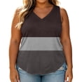 thumbnail image 4 of Wensltd Women Plus Size V Neck Sleeveless Tank Tops Color Block Soft Stretch Breathable Curved Hem Tank Shirt For Summer Daily Casual, 4 of 8