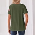 thumbnail image 5 of 250th Anniversary Shirts for Women 2026 - Patriotic "We the People" V-Neck Button Short Sleeve Tee - Vintage Distressed USA Flag Graphic Top Army Green L, 5 of 5