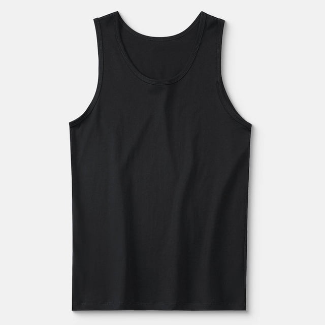 LOVZFMLL Tank Tops for Men's Fashion Comfy Solid Short Sleeve Round-Neck Regular Pullover Tank