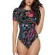 thumbnail image 1 of Balery Paisley Body de cuello redondo de manga corta para mujer Tops de manga corta Tops básicos-Medium, 1 of 7