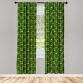 thumbnail image 4 of Ambesonne Boho Green Window Curtains, Abstract Retro Artwork, Each 28" W x 95" L, Charcoal Grey Mustard, 4 of 4