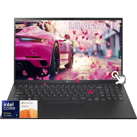 LG Gram 15 Laptop Touchscreen - Intel Core Ultra 7 155H - Windows 11-16GB RAM - 2TB PCIe SSD - Office 365 One Year - Backlit Keyboard - Business - Ultralightweight - 18.5 Hours