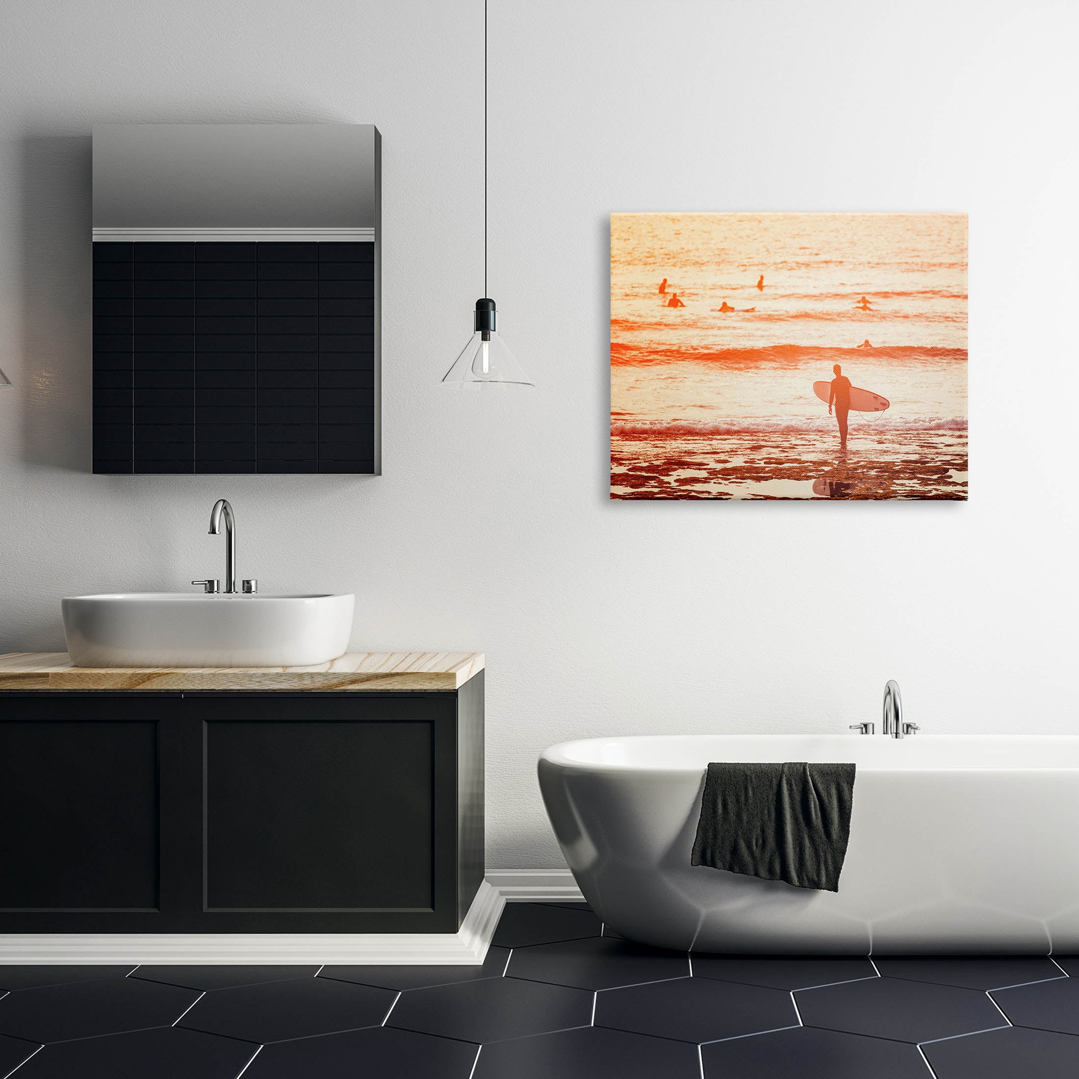 Stupell Industries Surfing Sunset Beach Shore Photograph Gallery Wrapped Canvas Print Wall Art, Design by Igor Vitomirov