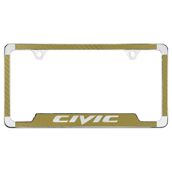 Honda Civic Gold Simulated Carbon Fiber License Plate Frame Holder