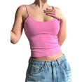 thumbnail image 3 of Women'S Minimalist Solid Color Backless Spaghetti Strap Camisole Summer Layering Basic Top Pink M, 3 of 8