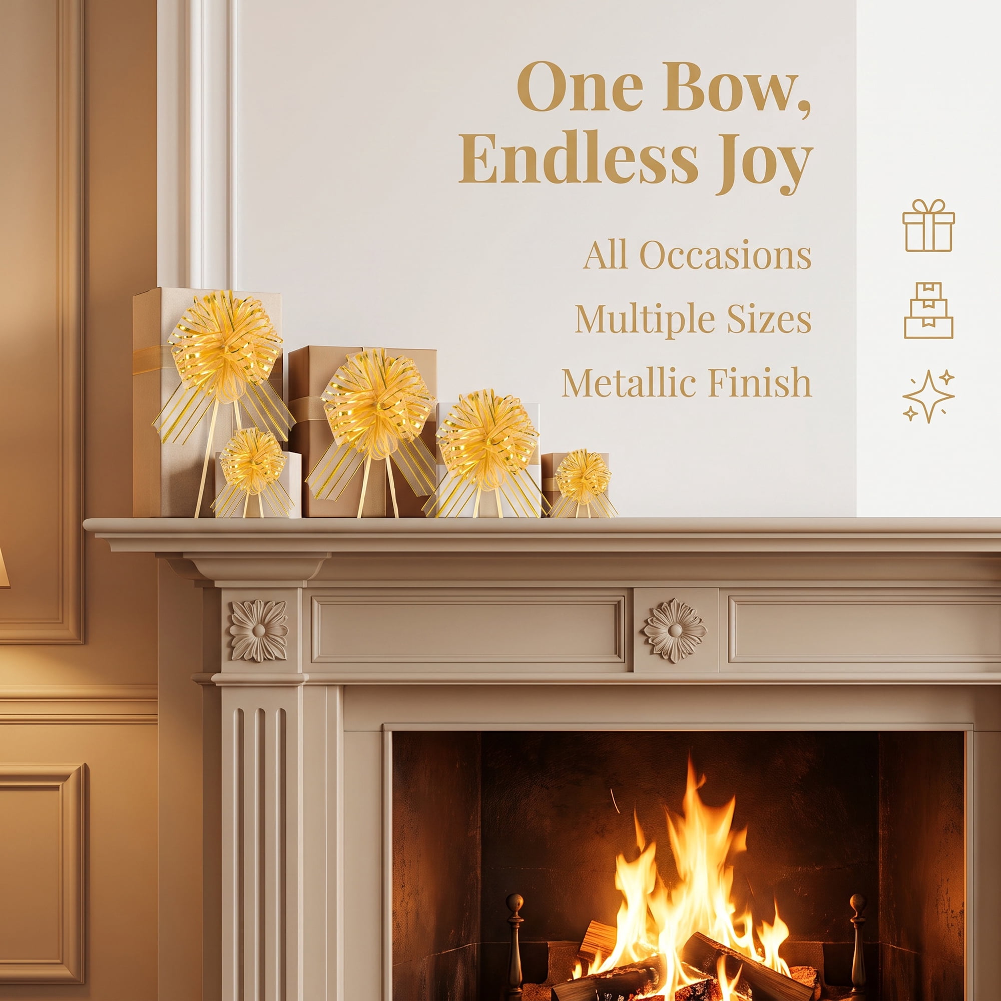 Unique Bargains Crush-Resistant Ribbon Bow for Birthday and Special Occasions Gold