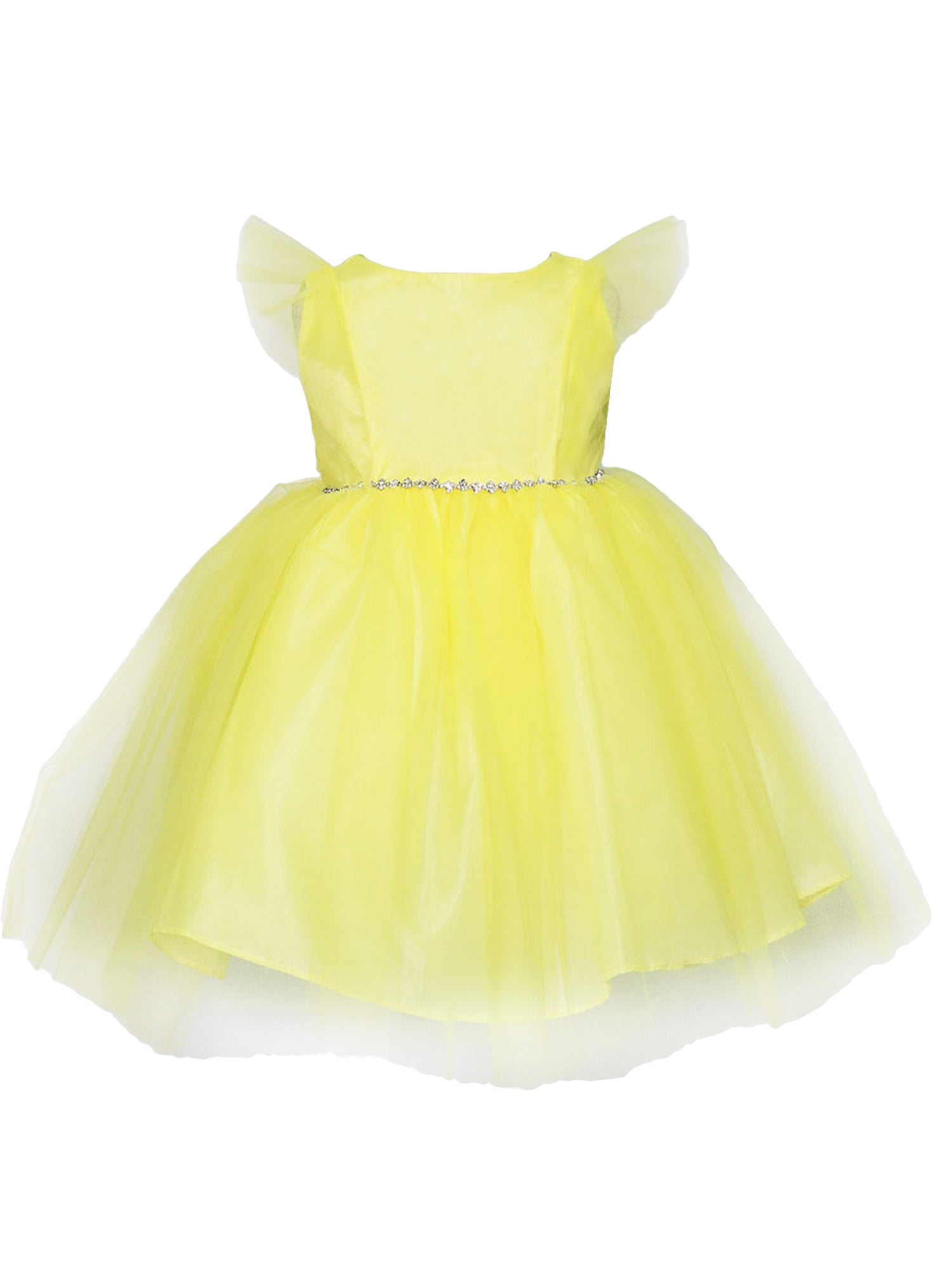 Yellow Ruffled Sleeves Flower Girl Easter Dress Baby Girls - Walmart ...