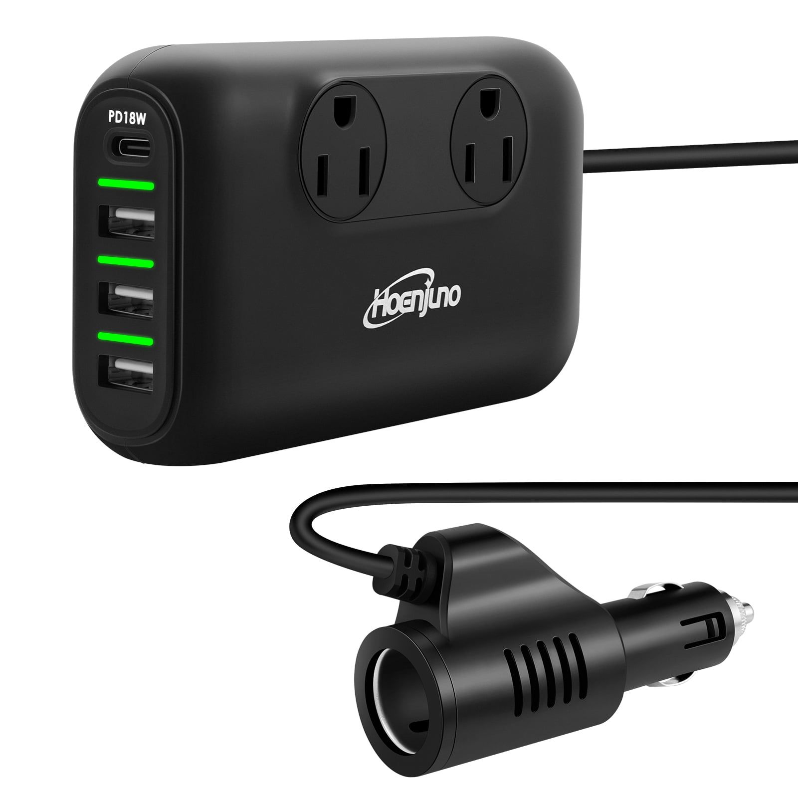 Hoenjuno 200W Car Power Inverter DC 12V to 110V AC Loptop Car Charger