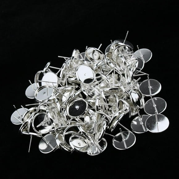 100 Uds 8/10/12mm redondo plata en blanco Stud pendiente ajuste joyería artesanal DIY 10mm Colcomx resultados de la fabricación de aretes