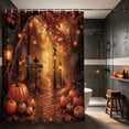 thumbnail image 2 of Halloween Shower Curtain,Fabric Shower Curtain,Halloween Shower Curtain Waterproof Fabric Bath Curtain Autumns Fall Themed Bathroom Decor Set With Hooks For Home Bathtub Decoration(A 70*60in), 2 of 6