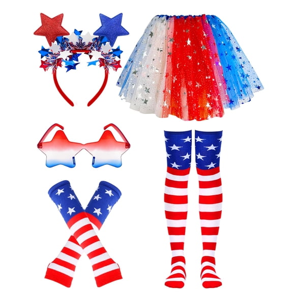Set de tutú ChristmaxStore del 4 de julio para mujer, 5 piezas