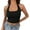 Black, variant on Womens Tops Women Solid Rib Halter Neck Backless Crop Top Navel Suspender Top Warm Women Tank Top Camisole for Women White M