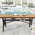 thumbnail image 6 of MF Studio 7-Piece Patio Dining Set, All-Weather Rattan Outdoor Dining Set with 74.8" Rectangular Acacia Wood Table, Dark Brown and Blue, 6 of 13