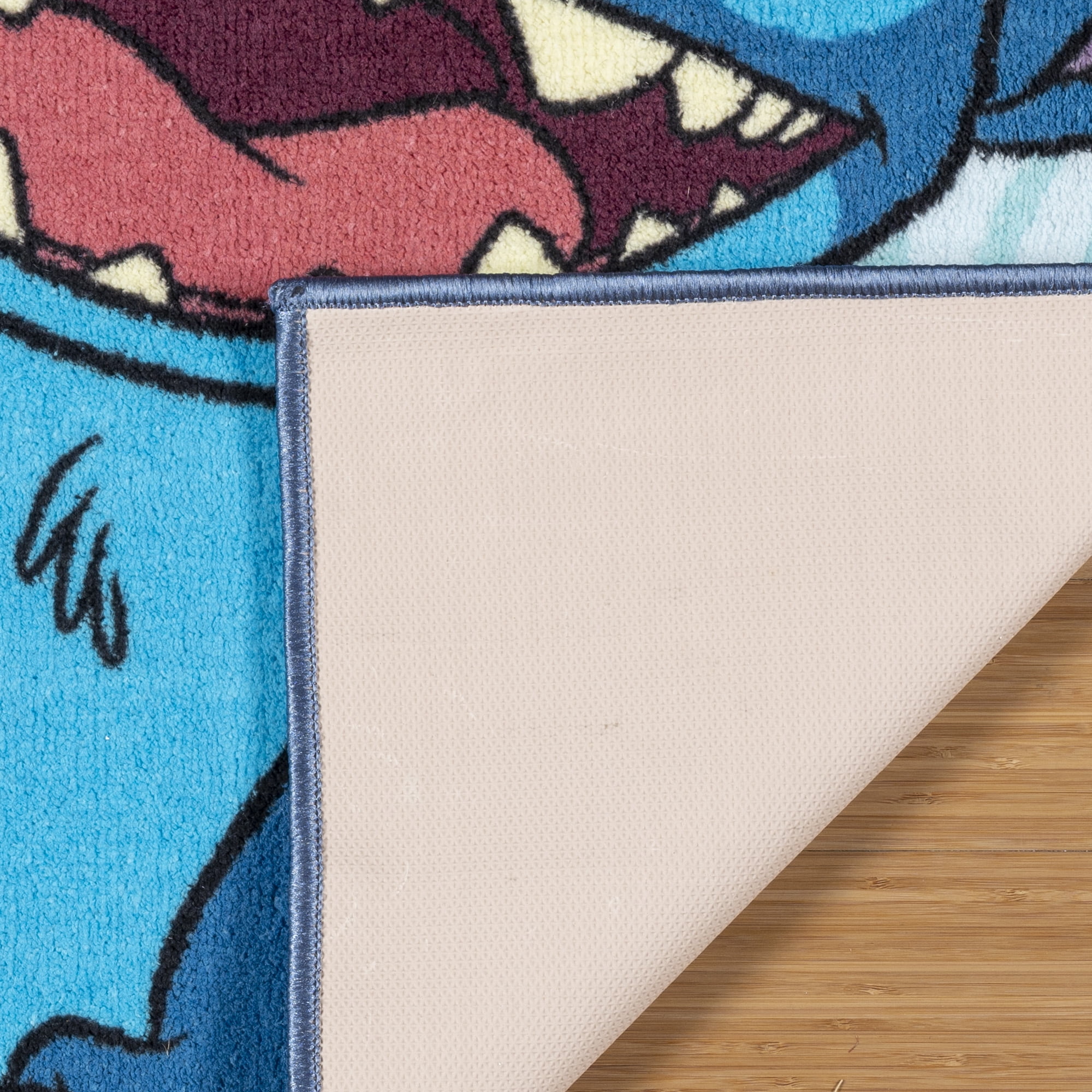 Disney Stitch Blue Aqua Multicolored Printed Polyester Easy-Care Youth Indoor Area Rug, 32x46