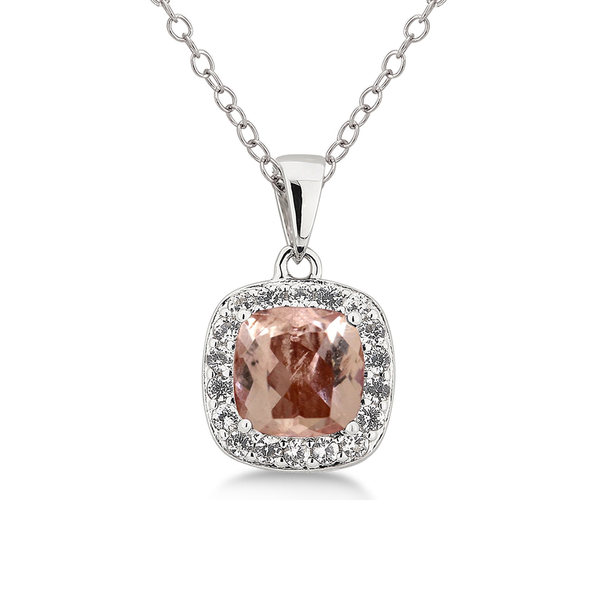 Diam accent, Created Morganite & White Sapphire Sterling Silver 3 pcs Jewelry Set