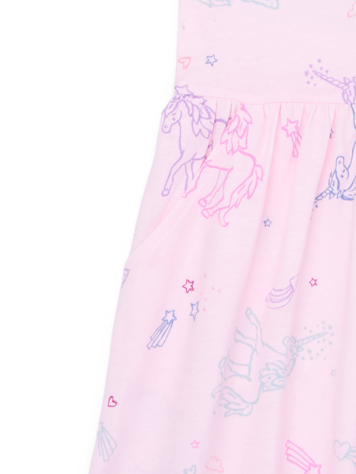 Wonder Nation Girls Play Dress with Short Sleeves, Sizes 4-18 & Plus