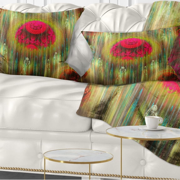 Designart Yellow World of Infinite Universe - Abstract Throw Pillow - 12x20