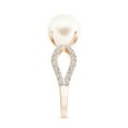 thumbnail image 4 of Freshwater Pearl Solitaire Ring Moissanite Women's Ring in 925 Sterling Silver Rose Gold Plated Split Shank Engagement Ring June Birthstone, 9MM Ring Size: 8, 4 of 4