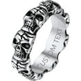 thumbnail image 1 of ORUYROP Can Engrave Men Skull Rings, Stainless Steel Statement Biker Rings, Gold Plated/Black-Send Gift Box, 1 of 7