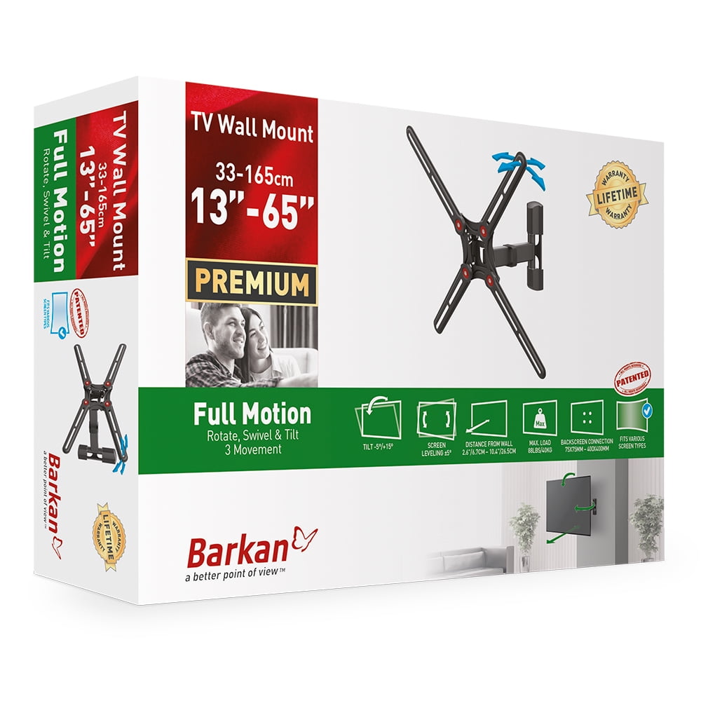 Barkan Full Motion TV Wall Mount 13 - 65 inch Patented Various Screens Fit Premium Lifetime Warranty